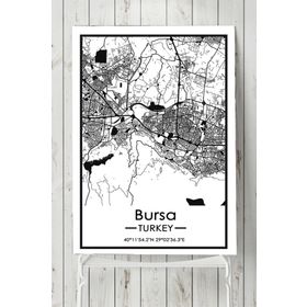 Postermanya Bursa Harita Dekoratif Tasarım 70x100 cm Poster