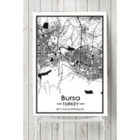Postermanya Bursa Harita Dekoratif Tasarım 80x115 cm Poster