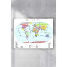 Postermanya Dünya Haritası Eğitim 90x130 cm Poster