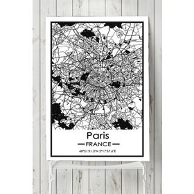 Postermanya Fransa Paris Harita Dekoratif Tasarım 70x100 cm Poster