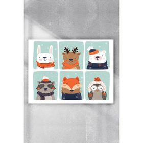 Postermanya Hayvanlar Alemi Kış Çocuk Odası 30x40 cm Poster
