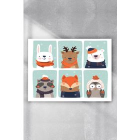 Postermanya Hayvanlar Alemi Kış Çocuk Odası 50x70 cm Poster
