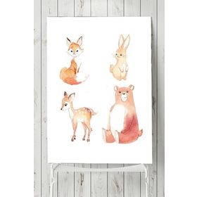 Postermanya Hayvanlar Alemi Tasarım Çocuk Odası 30x40 cm Poster