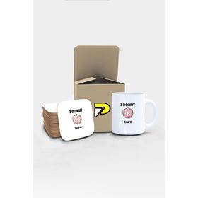Postermanya I Donut Care Komik Tasarımlı Baskılı Kupa Bardak Seti