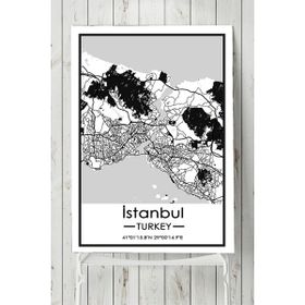 Postermanya Istanbul Harita Dekoratif 80x115 cm Tasarım Poster