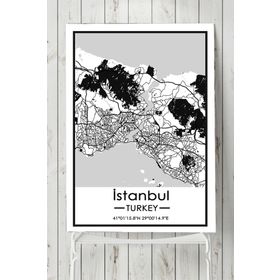 Postermanya Istanbul Harita Dekoratif 80x115 cm Tasarım Poster