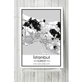 Postermanya Istanbul Harita Dekoratif 80x115 cm Tasarım Poster