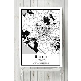Postermanya İtalya Roma Harita Dekoratif 70x100 cm Tasarım Poster