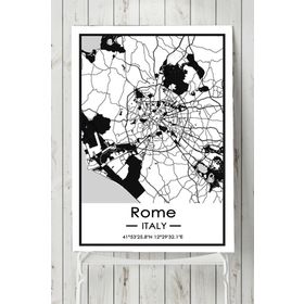 Postermanya İtalya Roma Harita Dekoratif 80x115 cm Tasarım Poster