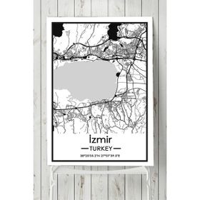 Postermanya İzmir Harita Dekoratif 40x60 cm Tasarım Poster