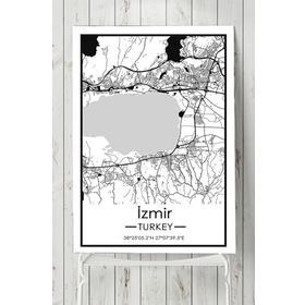 Postermanya İzmir Harita Dekoratif 70x100 cm Tasarım Poster