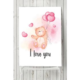 Postermanya Pembe Ayıcık Çocuk Odası 50x70 cm Poster
