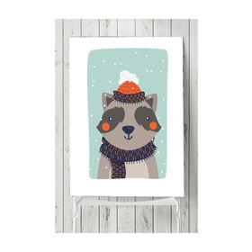 Postermanya Rakun Kış Çocuk Odası 30x40 cm Poster