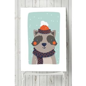 Postermanya Rakun Kış Çocuk Odası 30x40 cm Poster
