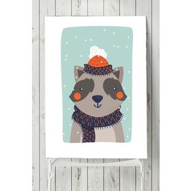 Postermanya Rakun Kış Çocuk Odası 60x90 cm Poster