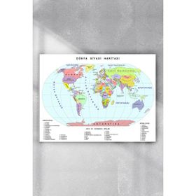 Postermanya Yazılı Dünya Haritası 50x70 cm Poster