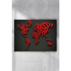 Postermanya Yazılı Dünya Haritası 90x130 cm Poster