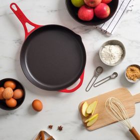 Pot Art Kırmızı Düz 28 cm Döküm Tava