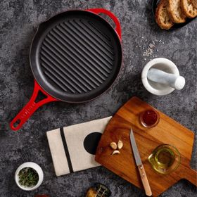 Pot Art Magma 28 cm Kırmızı Izgara Döküm Tava