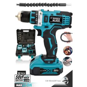 Power Black Pro-XXC-Line Germany Technology Çift Akülü 24 Parça Mavi Şarjlı Matkap
