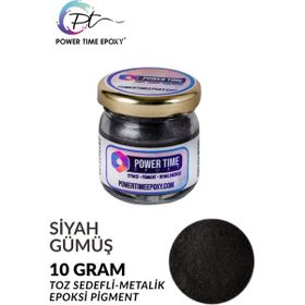 Power Time Epoxy Epoksi İçin 10 gr Siyah Gümüş Sedefli Metalik Toz Pigment Boya