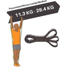 Powerband Siyah Medium Direnç Lastiği ve Egzersiz Bandı