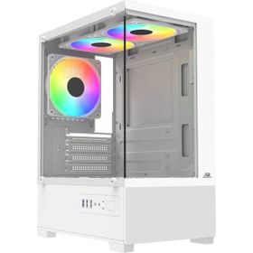PowerBoost PB-M5001W Rainbow Fanlı 500 W Beyaz Micro ATX Gaming Bilgisayar Kasası