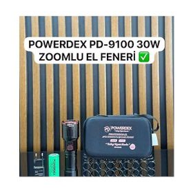 Powerdex PD-9100 30 W 2800 Lümen Zoomlu Şarjlı Profesyonel Avcı El Feneri