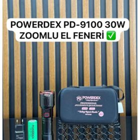 Powerdex PD-9100 30 W 2800 Lümen Zoomlu Şarjlı Profesyonel Avcı El Feneri