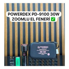 Powerdex PD-9100 30 W 2800 Lümen Zoomlu Şarjlı Profesyonel Avcı El Feneri