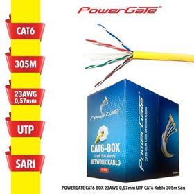 Powergate CAT6-BOX-YL 23AWG 0.57 mm Utp 305 mt Sarı Cat6 Kablo