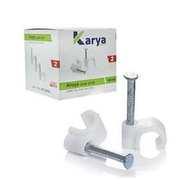 Powermaster 100'lü Paket Karya 2 Numara Çelik Çivili 6 mm Data Anten Kabloları İçin Kroşe