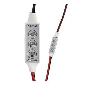 Powermaster 12-24 Volt Mini Üç Tuşlu Tek Renkli Kırmızı - Siyah Kablo Led Kontrol Cihazı