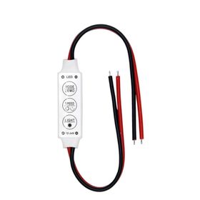 Powermaster 12-24 Volt Mini Üç Tuşlu Tek Renkli Kırmızı - Siyah Kablo Led Kontrol Cihazı