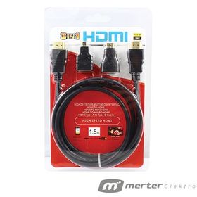Powermaster 3 in 1 Set 1.5 m HDMI Kablo