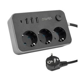 Powermaster 3 USB Çıkışlı 1.8 m Kablolu 3'lü Akım Korumalı Priz