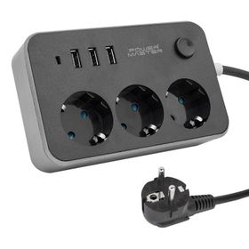 Powermaster 3 USB Çıkışlı 1.8 m Kablolu 3'lü Akım Korumalı Priz