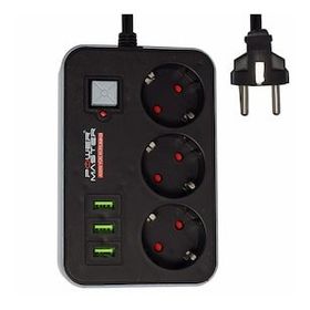 Powermaster 3 USB Çıkışlı 1.8 m Kablolu 3'lü Akım Korumalı Priz