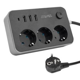 Powermaster 3 USB Çıkışlı 1.8 m Kablolu 3'lü Akım Korumalı Priz