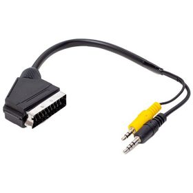 Powermaster 35 cm Uzun ve Kısa Jack Bir Arada Uydu Alıcısı Av 3.5 mm Stereo Erkek Scart Kablo