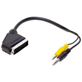 Powermaster 35 cm Uzun ve Kısa Jack Bir Arada Uydu Alıcısı Av 3.5 mm Stereo Erkek Scart Kablo