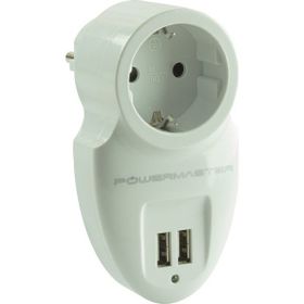 Powermaster Akım Korumalı İki Usb'li Tekli Priz