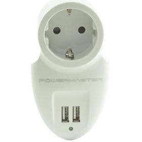 Powermaster Akım Korumalı İki Usb'li Tekli Priz