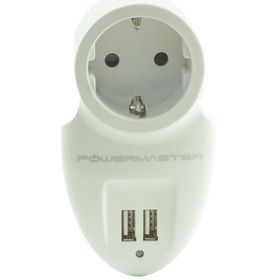 Powermaster Akım Korumalı İki Usb'li Tekli Priz