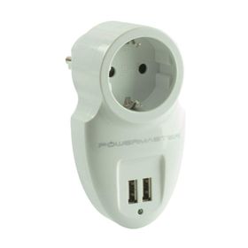 Powermaster Akım Korumalı İki Usb'li Tekli Priz