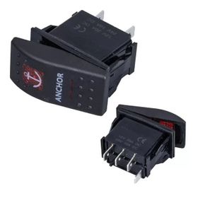 Powermaster Çapa Irgatı Sembollü Yaylı Işıksız 3 Pinli On-Off 12-24V Marin Switch