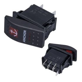Powermaster Çapa Irgatı Sembollü Yaylı Işıksız 3 Pinli On-Off 12-24V Marin Switch
