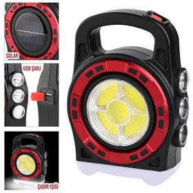 Powermaster HB-6678C Cob Ledli 20 W 3 Kademeli Şarj Edilebilir Usb Çıkışlı Solar Lamba