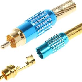 Powermaster PM-23805 Fiş Metal Gold Mavi RCA Soket