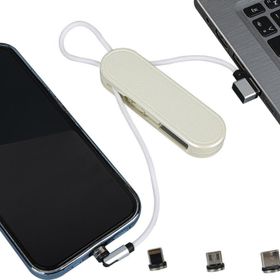 Powermaster PM-25904 Beyaz 3in1 Type-C Lightning Micro USB Manyetik Uç Taşınabilir Şarj Data Kablosu